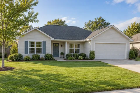 Single-story home with a front lawn